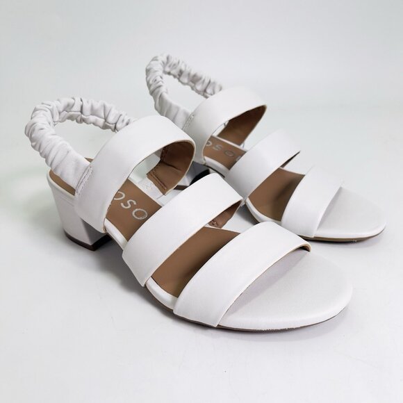 Aerosoles Clarissa Women’s White Leather Heeled Sandals Size 6 - Picture 1 of 8